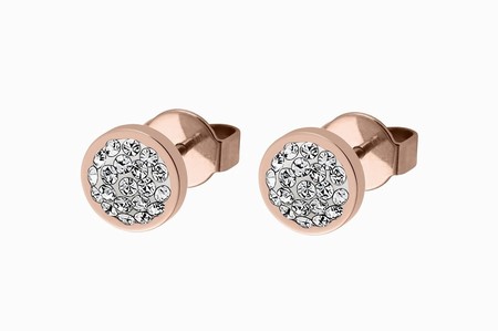 Qudo Rose Gold Earrings Cetta Mini 8mm - Crystal